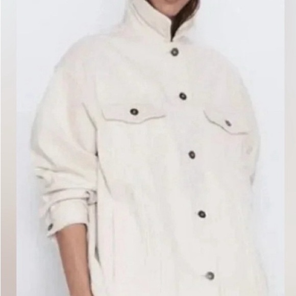 25”PTP boxy corduroy shirt or shacket!! Cream - Picture 3 of 9